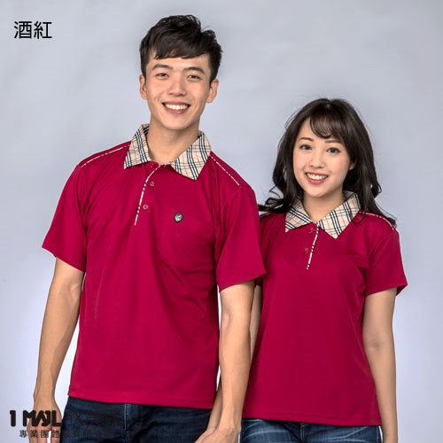P47-英倫風襯衫領排汗短polo(粉紅)/100%polyester