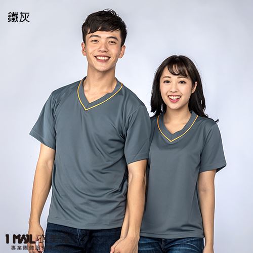 (排汗)T9-台製3M排汗V領條配色短T / 共14色