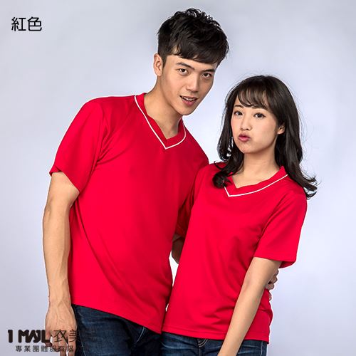 (排汗)T9-台製3M排汗V領條配色短T / 共14色