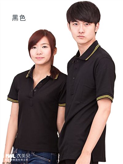 P19-精緻亮蔥短POLO(黑色)/排汗精梳棉