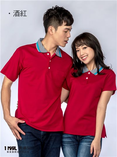 P46-俏皮領排汗精梳棉短polo(酒紅)/排汗精梳棉