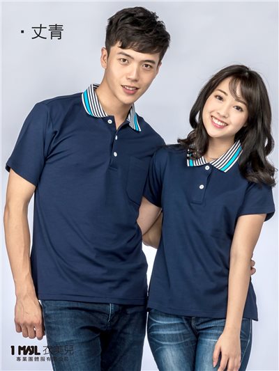 P46-俏皮領排汗精梳棉短polo(丈青)/排汗精梳棉