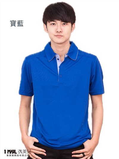 P4-牛津領排汗短POLO/寶藍