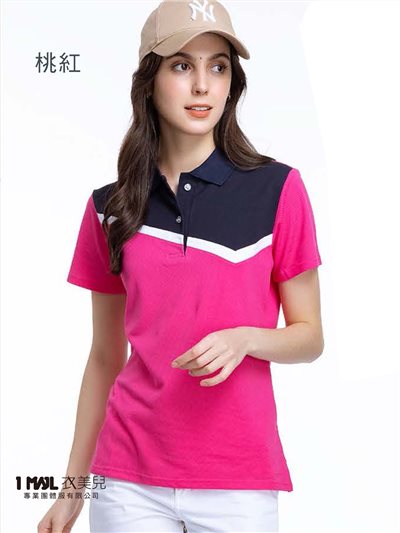 (品牌款)PA01915-快乾棉接片排汗短POLO(桃紅)